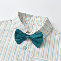 Load image into Gallery viewer, 2 Pieces Set Baby Kid Big Kid Boys Striped Checked Bow Shirts And Pants Wholesale 221214422
