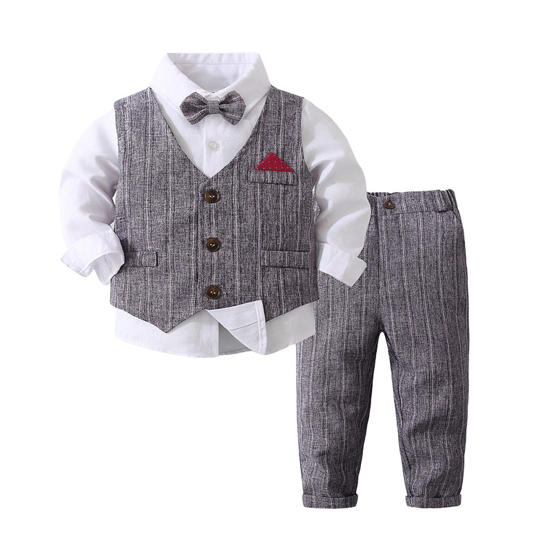 3 Pieces Set Baby Kid Boys Birthday Party Solid Color Shirts Striped Polka dots Vests Waistcoats And Pants Wholesale 221214429