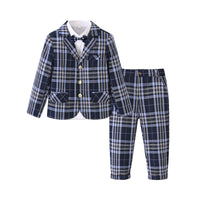 Load image into Gallery viewer, 4 Pieces Set Baby Kid Boys Bow Shirts And Checked Vests Waistcoats And Jackets Outwears And Pants Wholesale 221214438
