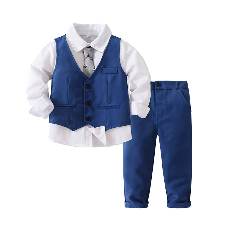 3 Pieces Set Baby Kid Boys Birthday Party Solid Color Bow Shirts Vests Waistcoats And Pants Wholesale 221214448