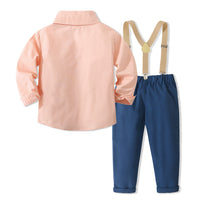 Load image into Gallery viewer, 2 Pieces Set Baby Kid Boys Birthday Party Solid Color Bow Shirts And Jumpsuits Wholesale 221214464
