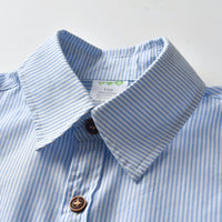 Load image into Gallery viewer, 2 Pieces Set Baby Kid Boys Birthday Party Striped Bow Shirts And Solid Color Rompers Wholesale 22121449
