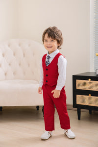 Load image into Gallery viewer, 3 Pieces Set Baby Kid Boys Birthday Party Bow Shirts Solid Color Vests Waistcoats And Pants Wholesale 221214511
