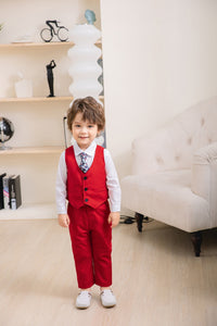 Load image into Gallery viewer, 3 Pieces Set Baby Kid Boys Birthday Party Bow Shirts Solid Color Vests Waistcoats And Pants Wholesale 221214511
