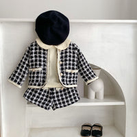 Load image into Gallery viewer, 2 Pieces Set Baby Girls Checked Jackets Outwears And Shorts Wholesale 221214559
