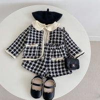 Load image into Gallery viewer, 2 Pieces Set Baby Girls Checked Jackets Outwears And Shorts Wholesale 221214559
