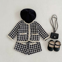 Load image into Gallery viewer, 2 Pieces Set Baby Girls Checked Jackets Outwears And Shorts Wholesale 221214559
