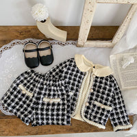 Load image into Gallery viewer, 2 Pieces Set Baby Girls Checked Jackets Outwears And Shorts Wholesale 221214559
