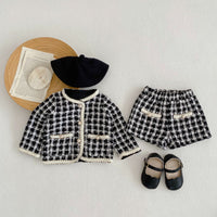 Load image into Gallery viewer, 2 Pieces Set Baby Girls Checked Jackets Outwears And Shorts Wholesale 221214559
