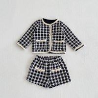 Load image into Gallery viewer, 2 Pieces Set Baby Girls Checked Jackets Outwears And Shorts Wholesale 221214559
