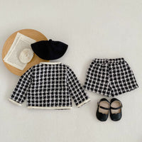 Load image into Gallery viewer, 2 Pieces Set Baby Girls Checked Jackets Outwears And Shorts Wholesale 221214559
