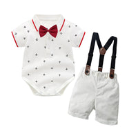 Load image into Gallery viewer, 2 Pieces Set Baby Boys Birthday Party Bow Print Rompers And Solid Color Rompers Wholesale 22121456
