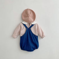 Load image into Gallery viewer, Baby Girls Striped Animals Tops And Embroidered Rompers Wholesale 221214560
