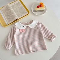 Load image into Gallery viewer, Baby Girls Striped Animals Tops And Embroidered Rompers Wholesale 221214560
