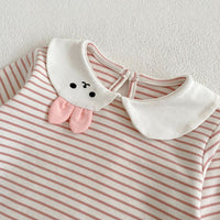 Load image into Gallery viewer, Baby Girls Striped Animals Tops And Embroidered Rompers Wholesale 221214560
