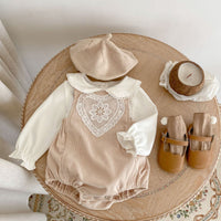 Load image into Gallery viewer, 2 Pieces Set Baby Girls Solid Color Tops And Lace Rompers Wholesale 221214588
