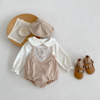 Load image into Gallery viewer, 2 Pieces Set Baby Girls Solid Color Tops And Lace Rompers Wholesale 221214588
