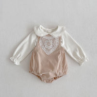 Load image into Gallery viewer, 2 Pieces Set Baby Girls Solid Color Tops And Lace Rompers Wholesale 221214588
