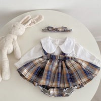 Load image into Gallery viewer, Baby Girls Checked Rompers Wholesale 221214589
