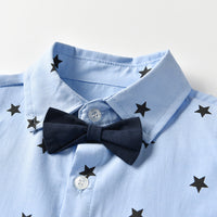 Load image into Gallery viewer, 3 Pieces Set Baby Kid Boys Dressy Birthday Party Star Bow Print Shirts Solid Color Vests Waistcoats And Shorts Wholesale 22121459

