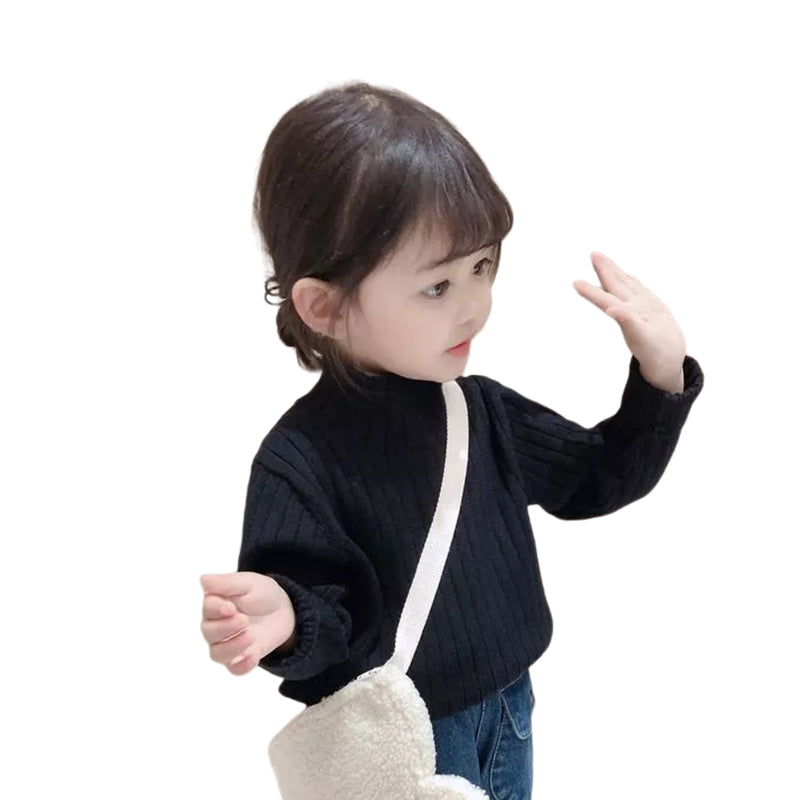 Baby Kid Girls Solid Color Striped Sweaters Wholesale 194013449