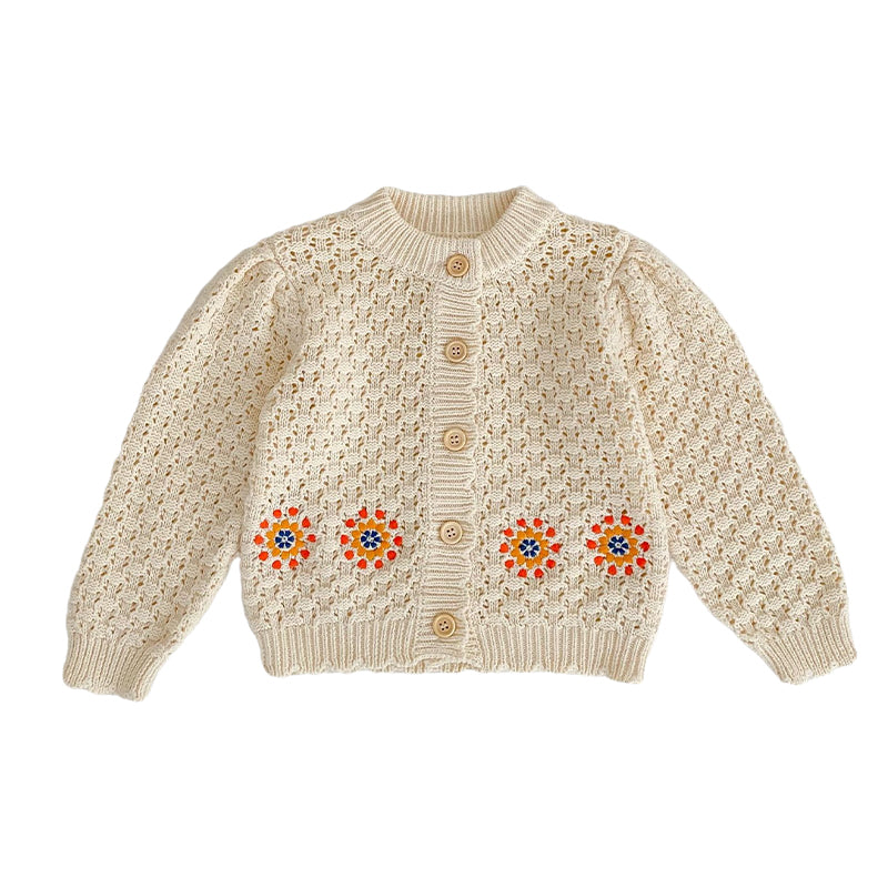 Baby Girls Flower Crochet Embroidered Cardigan Wholesale 221214602