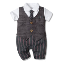 Load image into Gallery viewer, Baby Boys Striped Bow Birthday Party Jumpsuits Wholesale 22121465
