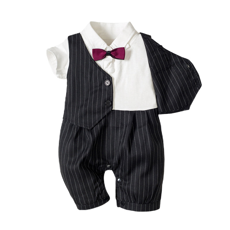 Baby Boys Striped Bow Birthday Party Jumpsuits Wholesale 22121466