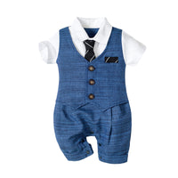 Load image into Gallery viewer, Baby Boys Color-blocking Bow Rompers Wholesale 22121467
