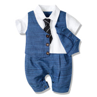 Load image into Gallery viewer, Baby Boys Color-blocking Bow Rompers Wholesale 22121467

