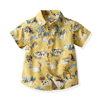 Load image into Gallery viewer, 2 Pieces Set Baby Kid Boys Animals Cartoon Print Shirts And Solid Color Shorts Wholesale 22121469
