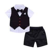 Load image into Gallery viewer, 3 Pieces Set Baby Kid Boys Bow Shirts And Solid Color Vests Waistcoats And Shorts Wholesale 22121475
