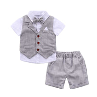 Load image into Gallery viewer, 3 Pieces Set Baby Kid Boys Bow Shirts And Solid Color Vests Waistcoats And Shorts Wholesale 22121475
