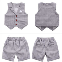 Load image into Gallery viewer, 3 Pieces Set Baby Kid Boys Bow Shirts And Solid Color Vests Waistcoats And Shorts Wholesale 22121475
