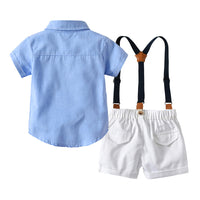 Load image into Gallery viewer, 2 Pieces Set Baby Kid Boys Birthday Checked Bow Shirts And Solid Color Rompers Wholesale 22121476
