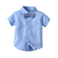 Load image into Gallery viewer, 2 Pieces Set Baby Kid Boys Birthday Checked Bow Shirts And Solid Color Rompers Wholesale 22121476
