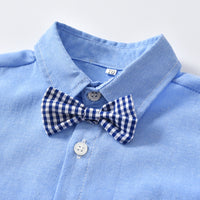 Load image into Gallery viewer, 2 Pieces Set Baby Kid Boys Birthday Checked Bow Shirts And Solid Color Rompers Wholesale 22121476
