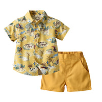 Load image into Gallery viewer, 2 Pieces Set Baby Kid Boys Animals Cartoon Print Shirts And Solid Color Shorts Wholesale 22121479
