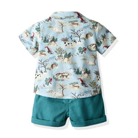 Load image into Gallery viewer, 2 Pieces Set Baby Kid Boys Animals Cartoon Print Shirts And Solid Color Shorts Wholesale 22121479
