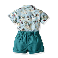 Load image into Gallery viewer, 2 Pieces Set Baby Kid Boys Animals Cartoon Print Shirts And Solid Color Shorts Wholesale 22121479
