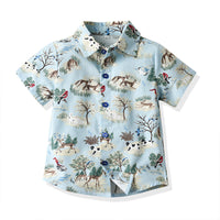 Load image into Gallery viewer, 2 Pieces Set Baby Kid Boys Animals Cartoon Print Shirts And Solid Color Shorts Wholesale 22121479
