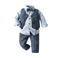 Load image into Gallery viewer, 3 Pieces Set Kid Boys Dressy Solid Color Vests Waistcoats And Bow Shirts And Pants Suits Wholesale 22121480
