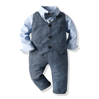 Load image into Gallery viewer, 3 Pieces Set Kid Boys Dressy Solid Color Vests Waistcoats And Bow Shirts And Pants Suits Wholesale 22121480
