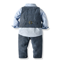 Load image into Gallery viewer, 3 Pieces Set Kid Boys Dressy Solid Color Vests Waistcoats And Bow Shirts And Pants Suits Wholesale 22121480
