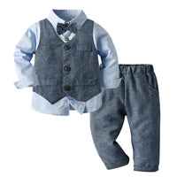 Load image into Gallery viewer, 3 Pieces Set Kid Boys Dressy Solid Color Vests Waistcoats And Bow Shirts And Pants Suits Wholesale 22121480
