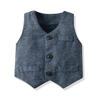 Load image into Gallery viewer, 3 Pieces Set Kid Boys Dressy Solid Color Vests Waistcoats And Bow Shirts And Pants Suits Wholesale 22121480
