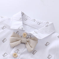 Load image into Gallery viewer, 3 Pieces Set Baby Boys Color-blocking Bow Rompers And Letters Hats Wholesale 22121481
