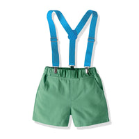 Load image into Gallery viewer, 2 Pieces Set Baby Kid Boys Birthday Party Flower Bow Print Shirts And Solid Color Shorts Wholesale 22121482
