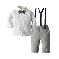 Load image into Gallery viewer, 2 Pieces Set Baby Kid Boys Birthday Bow Shirts And Solid Color Jumpsuits Wholesale 22121483
