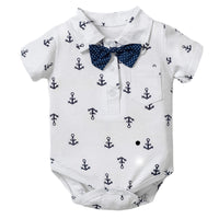 Load image into Gallery viewer, 3 Pieces Set Baby Boys Solid Color Cartoon Bow Print Rompers And Letters Hats Wholesale 22121485
